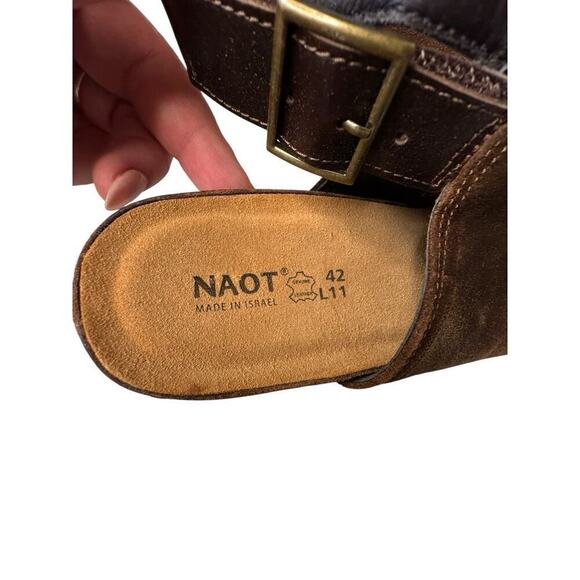 Naot NEW Upgrade Brown Suede Block Heel Slingback Clog US 11 Brown Distressed - Picture 4 of 7